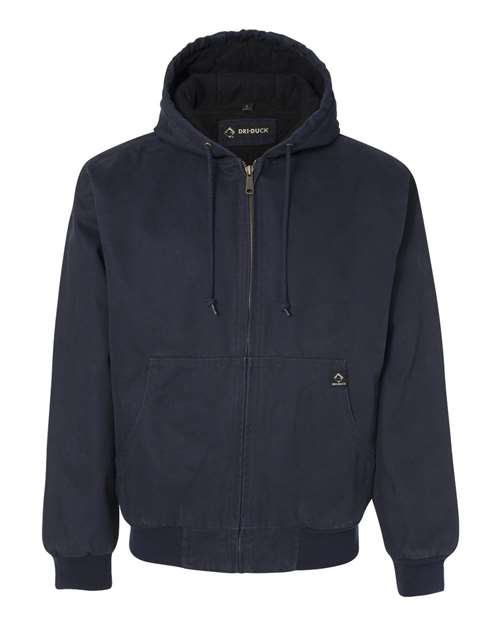 DRI DUCK 5020 Men's Cheyenne Boulder Cloth™ Hooded Jacket with Tricot Quilt Lining - Navy - Front