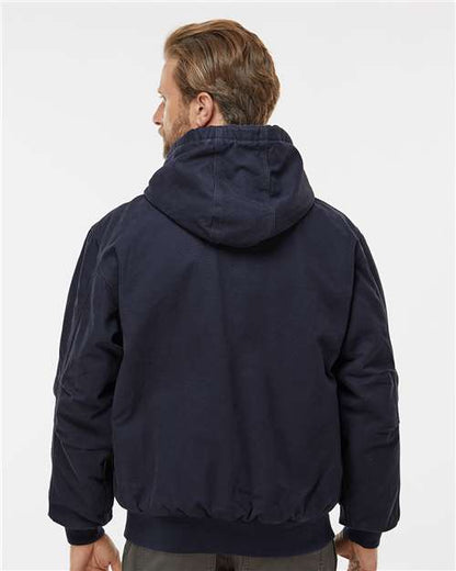 DRI DUCK 5020 Men's Cheyenne Boulder Cloth™ Hooded Jacket with Tricot Quilt Lining - Navy - OnModelBack