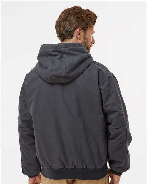 DRI DUCK 5020T Men's Tall Cheyenne Boulder Cloth™ Hooded Jacket with Tricot Quilt Lining - Charcoal - OnModelBack