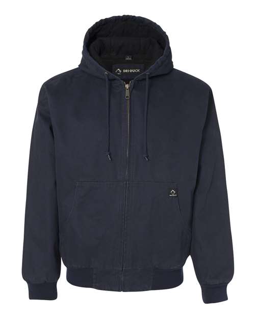 DRI DUCK 5020T Men's Tall Cheyenne Boulder Cloth™ Hooded Jacket with Tricot Quilt Lining - Navy - Front