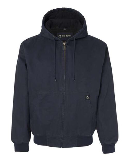 DRI DUCK 5020T Men's Tall Cheyenne Boulder Cloth™ Hooded Jacket with Tricot Quilt Lining - Navy - Front