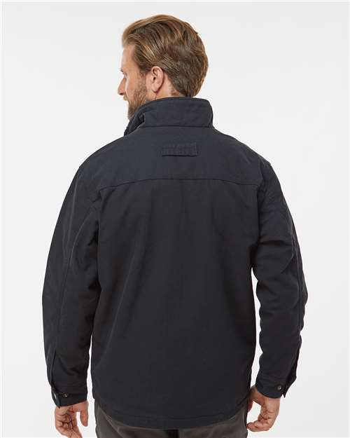 DRI DUCK 5037 Men's Endeavor Canyon Cloth™ Canvas Jacket with Sherpa Lining - Black - OnModelBack
