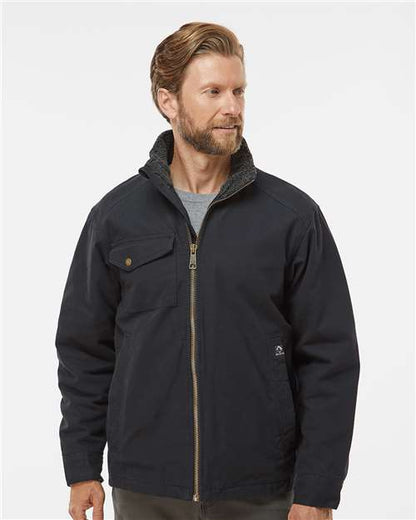 DRI DUCK 5037 Men's Endeavor Canyon Cloth™ Canvas Jacket with Sherpa Lining - Black - OnModelFront
