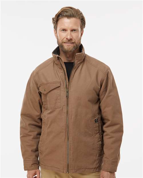 DRI DUCK 5037 Men's Endeavor Canyon Cloth™ Canvas Jacket with Sherpa Lining - Field Khaki - OnModelFront