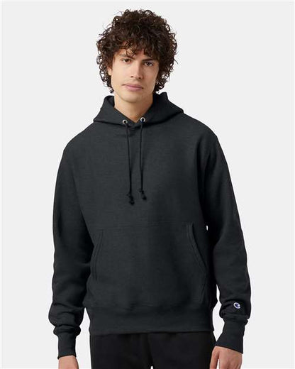 Champion S101 Unisex Reverse Weave® Hooded Sweatshirt - Charcoal Heather - OnModelFront