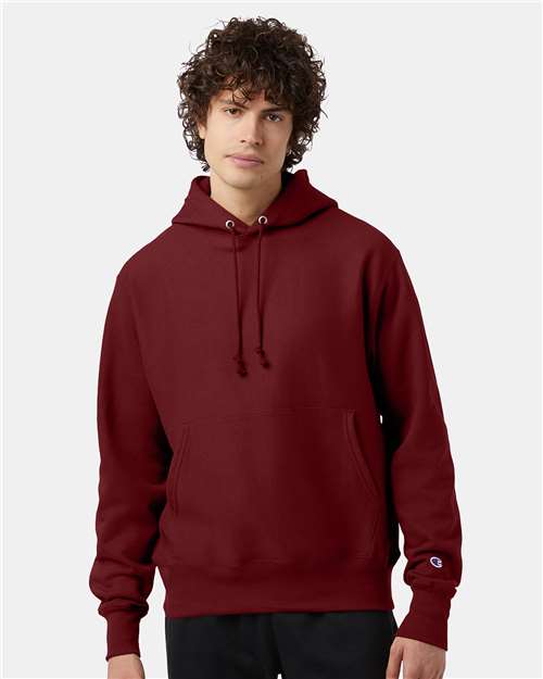 Champion S101 Unisex Reverse Weave® Hooded Sweatshirt - Cardinal - OnModelFront