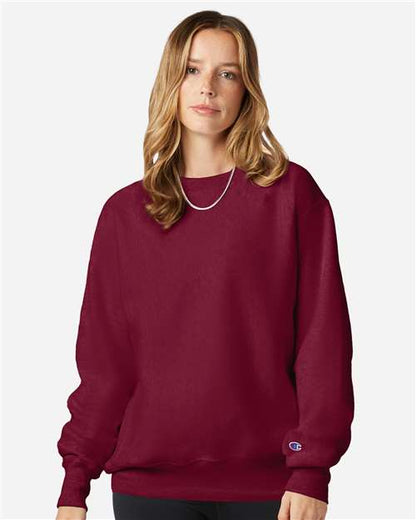 Champion S149 Unisex Reverse Weave® Crewneck Sweatshirt - Cardinal - OnModelFront