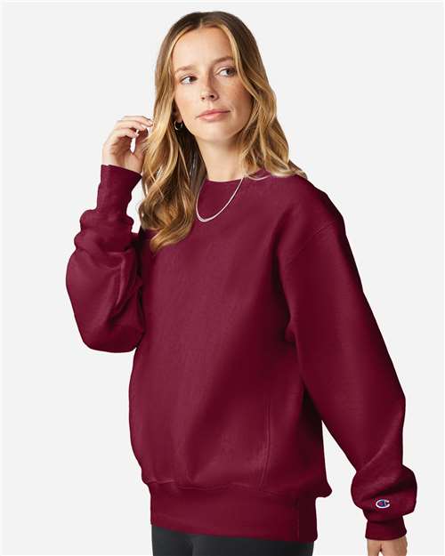 Champion S149 Unisex Reverse Weave® Crewneck Sweatshirt - Cardinal - OnModelSide