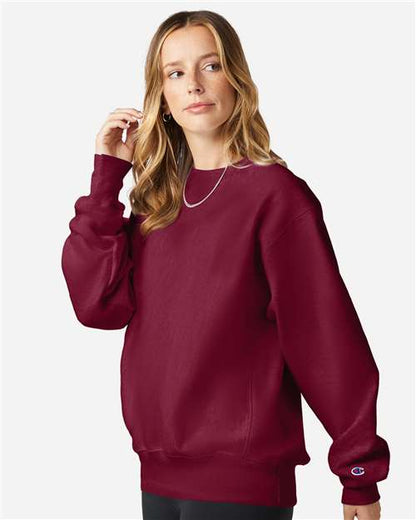 Champion S149 Unisex Reverse Weave® Crewneck Sweatshirt - Cardinal - OnModelSide