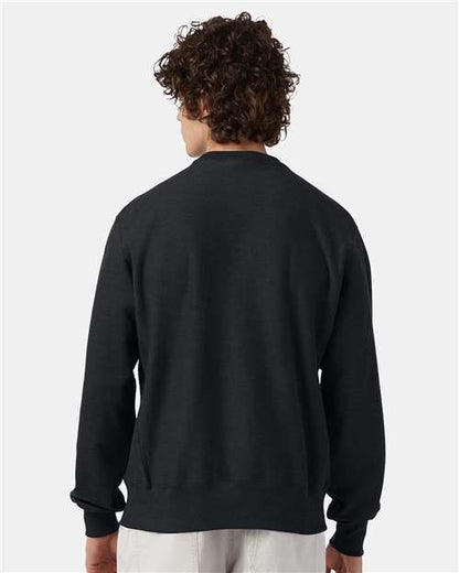 Champion S149 Unisex Reverse Weave® Crewneck Sweatshirt - Charcoal Heather - OnModelBack