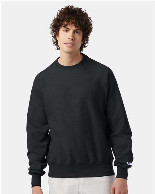 Champion S149 Unisex Reverse Weave® Crewneck Sweatshirt - Charcoal Heather - OnModelFront