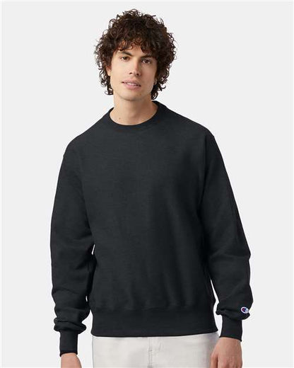Champion S149 Unisex Reverse Weave® Crewneck Sweatshirt - Charcoal Heather - OnModelFront