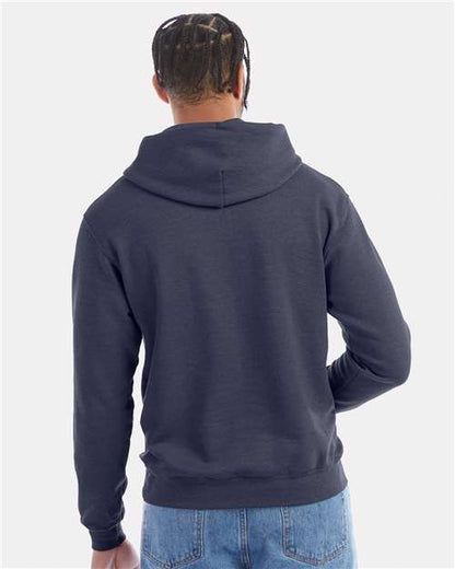 Champion S700 Unisex Powerblend® Hooded Sweatshirt - Navy Heather - OnModelBack