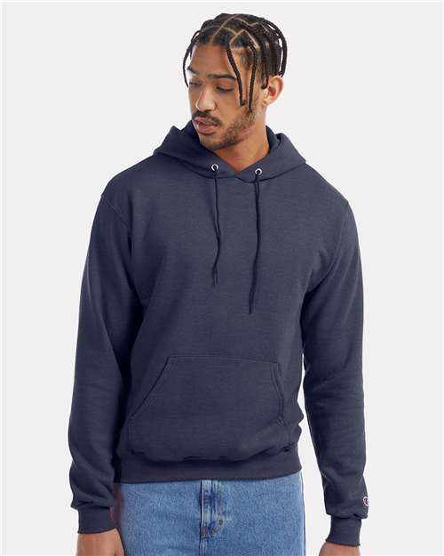 Champion S700 Unisex Powerblend® Hooded Sweatshirt - Navy Heather - OnModelFront