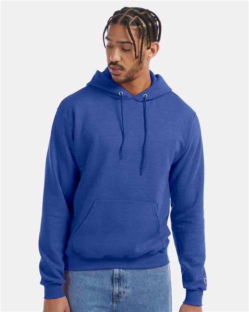 Champion S700 Unisex Powerblend® Hooded Sweatshirt - Royal Blue Heather - OnModelFront