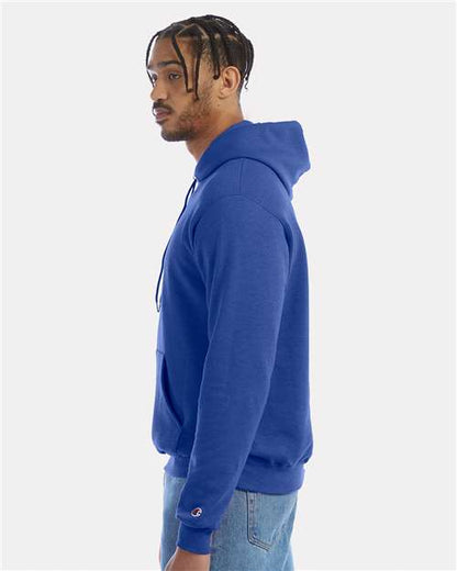 Champion S700 Unisex Powerblend® Hooded Sweatshirt - Royal Blue Heather - OnModelSide