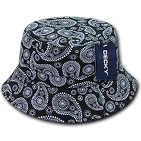 DECKY 459-Relaxed Paisley Bucket Hat – Snug-Fitting Cotton Cap - Black