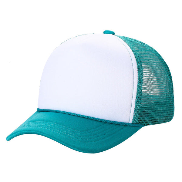 STM-Sponge Trucker Mesh Cap – Breathable Mesh Back Snapback Hat - WHT/TEAL