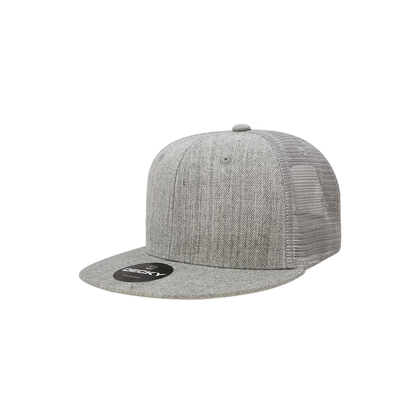 Decky-5010-Youth 6 Panel High Profile Structured Cotton Trucker - Heather Grey