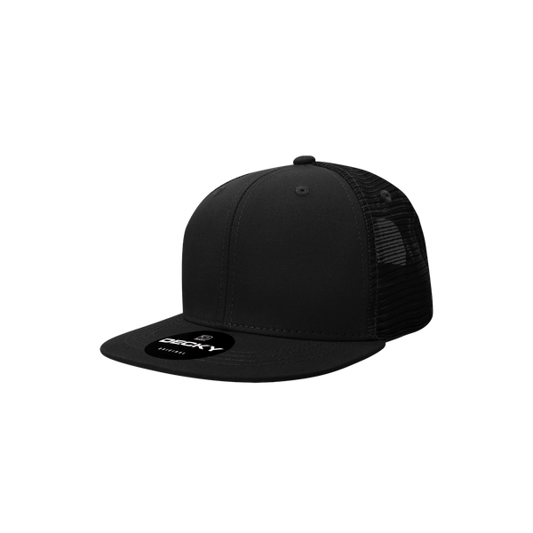 Decky-5010-Youth 6 Panel High Profile Structured Cotton Trucker - Black