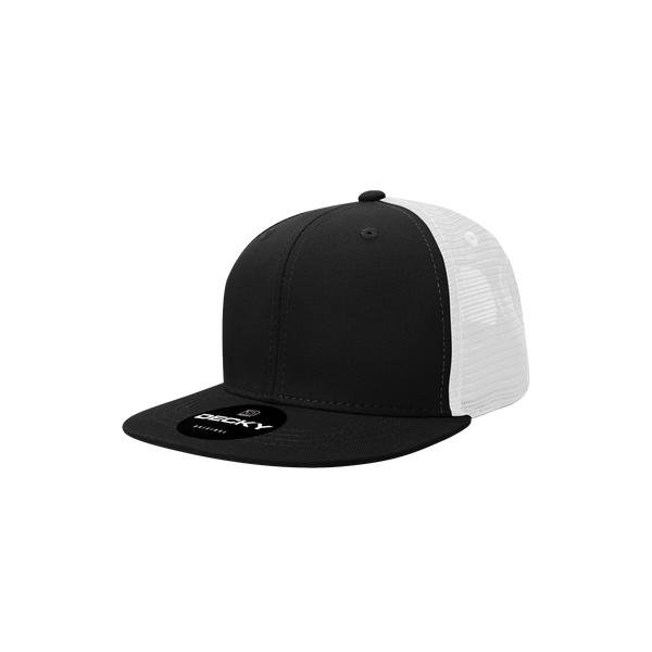 Decky-5010-Youth 6 Panel High Profile Structured Cotton Trucker - Black/White