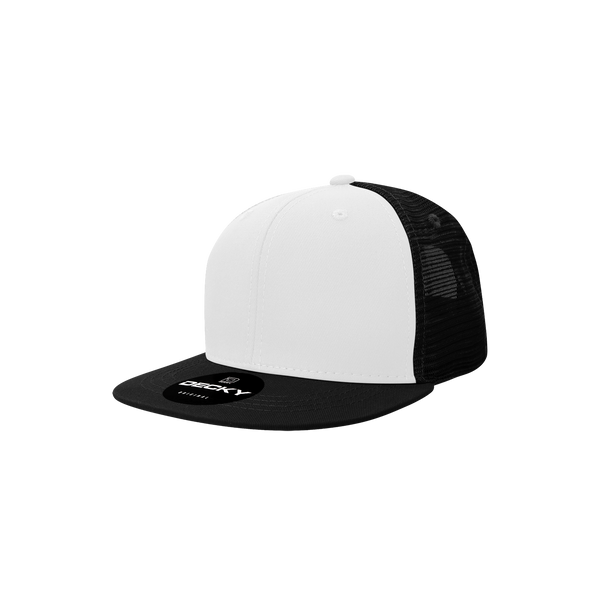 Decky-5010-Youth 6 Panel High Profile Structured Cotton Trucker - Black/White/Black