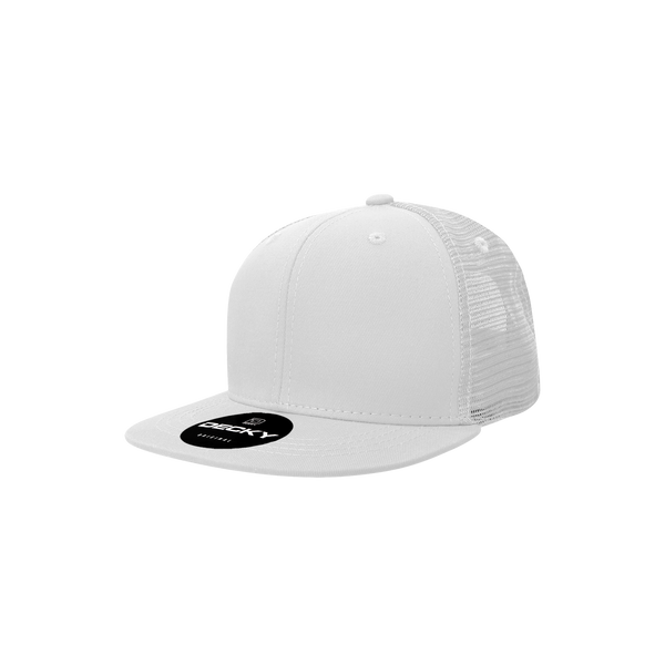 Decky-5010-Youth 6 Panel High Profile Structured Cotton Trucker - WHITE
