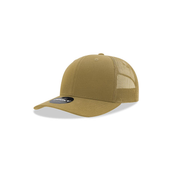 Decky-5019-Youth 6 Panel Mid Profile Structured Cotton Trucker - Khaki