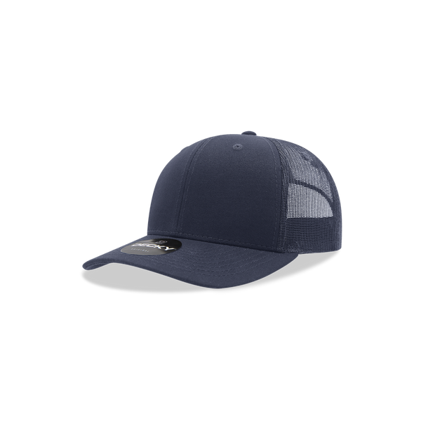 Decky-5019-Youth 6 Panel Mid Profile Structured Cotton Trucker - Navy