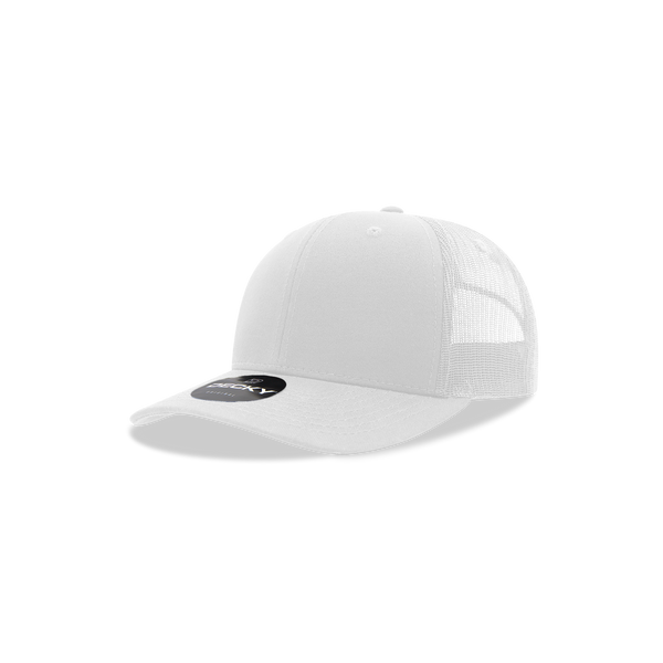 Decky-5019-Youth 6 Panel Mid Profile Structured Cotton Trucker - WHITE