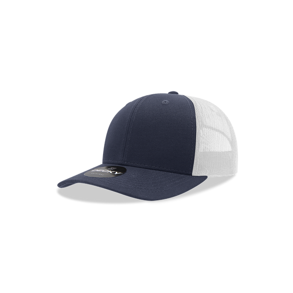 Decky-5019-Youth 6 Panel Mid Profile Structured Cotton Trucker - NVYWHT