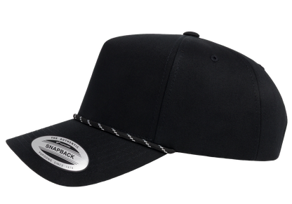 Flexfit House YP Classics Retro Cotton Blend 5-Panel Snapback Cap with Braided Rope