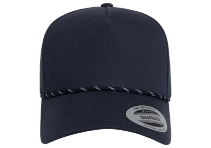 Flexfit House YP Classics Retro Cotton Blend 5-Panel Snapback Cap with Braided Rope