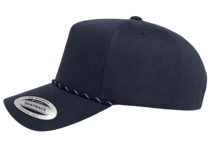 Flexfit House YP Classics Retro Cotton Blend 5-Panel Snapback Cap with Braided Rope