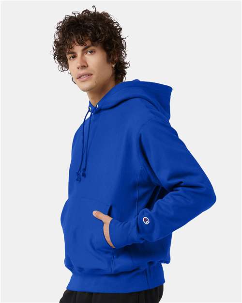 Champion S101 Unisex Reverse Weave® Hooded Sweatshirt - Athletic Royal - OnModelSide