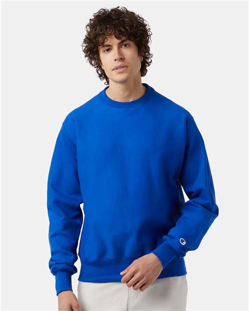 Champion S149 Unisex Reverse Weave® Crewneck Sweatshirt - Athletic Royal - OnModelFront