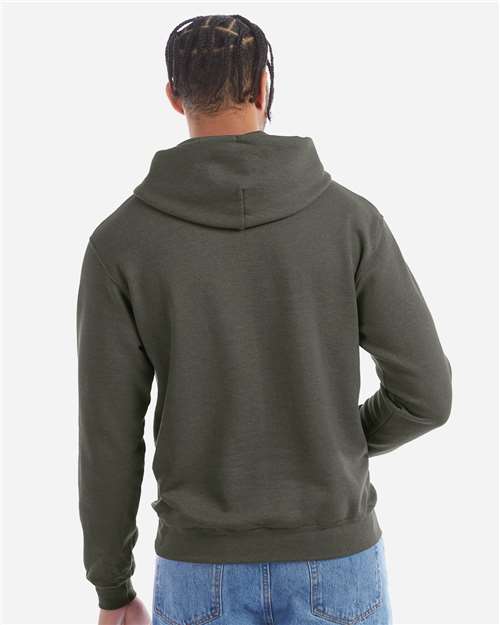 Champion S700 Unisex Powerblend® Hooded Sweatshirt - Dark Green Heather - OnModelBack
