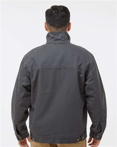 DRI DUCK 5028T Men's Tall Maverick Boulder Cloth™ Jacket with Blanket Lining - Charcoal - OnModelBack