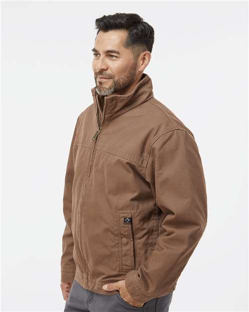 DRI DUCK 5028T Men's Tall Maverick Boulder Cloth™ Jacket with Blanket Lining - Field Khaki - OnModelSide