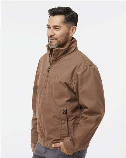 DRI DUCK 5028T Men's Tall Maverick Boulder Cloth™ Jacket with Blanket Lining - Field Khaki - OnModelSide