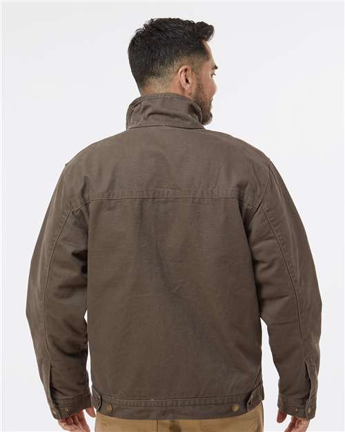 DRI DUCK 5028T Men's Tall Maverick Boulder Cloth™ Jacket with Blanket Lining - Tobacco - OnModelBack