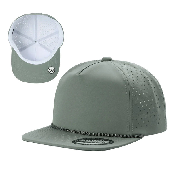 5WPR-5PANEL WATER PROOF HAT WITH ROPE - 5WPRM-L.GREY