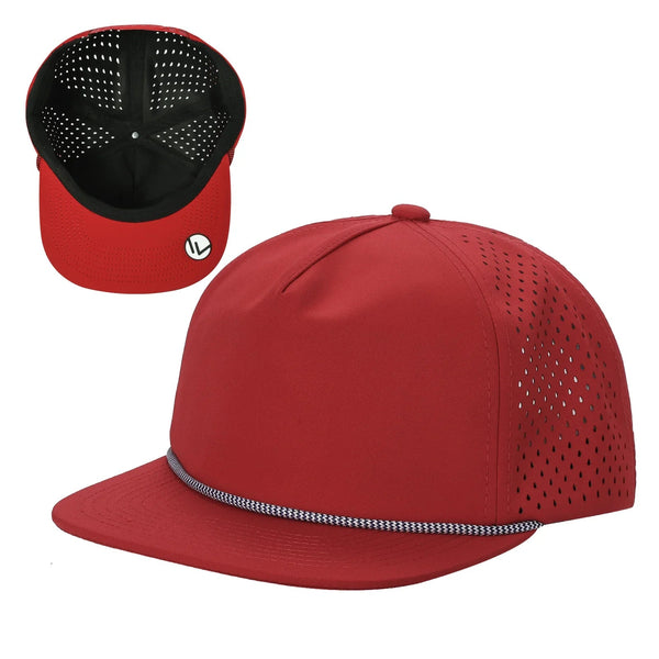 5WPR-5PANEL WATER PROOF HAT WITH ROPE - 5WPRM-RED