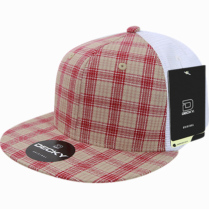 Decky-6015-6 Panel High Profile Structured Plaid Trucker