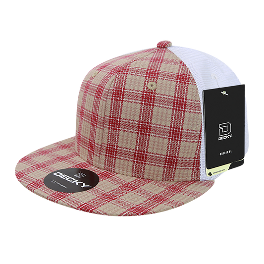 Decky-6015-6 Panel High Profile Structured Plaid Trucker