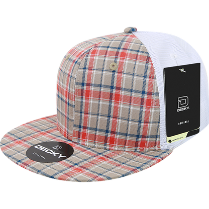 Decky-6015-6 Panel High Profile Structured Plaid Trucker