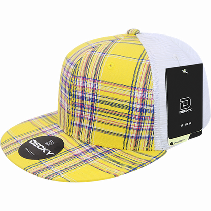 Decky-6015-6 Panel High Profile Structured Plaid Trucker
