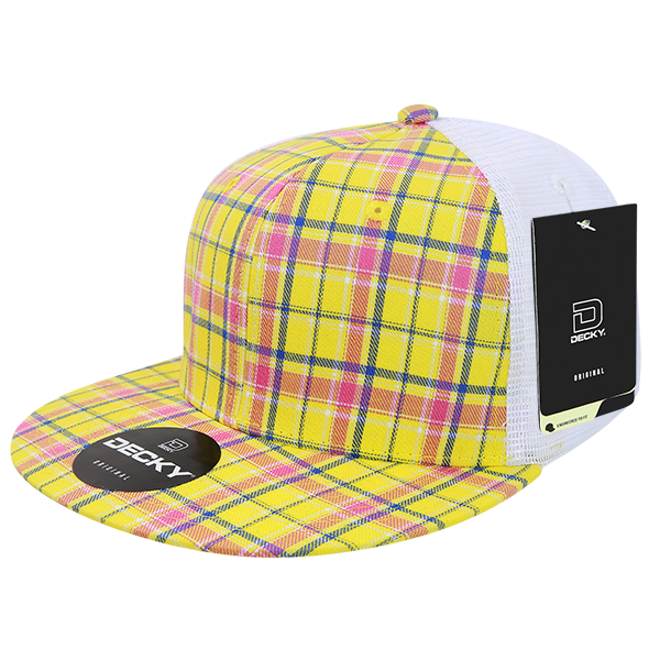 Decky-6015-6 Panel High Profile Structured Plaid Trucker