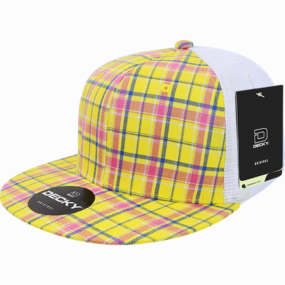 Decky-6015-6 Panel High Profile Structured Plaid Trucker