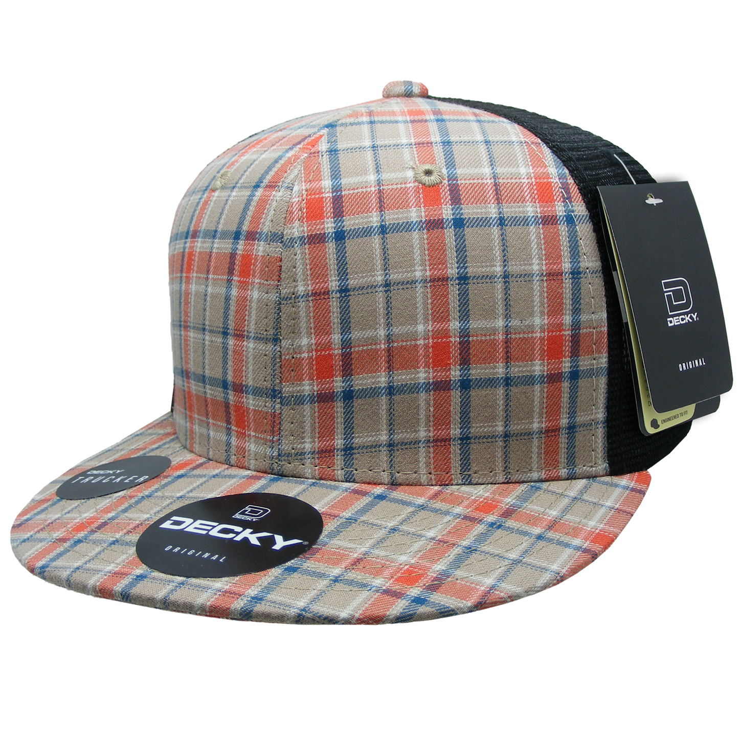 Decky-6016-6 Panel High Profile Structured Plaid Trucker